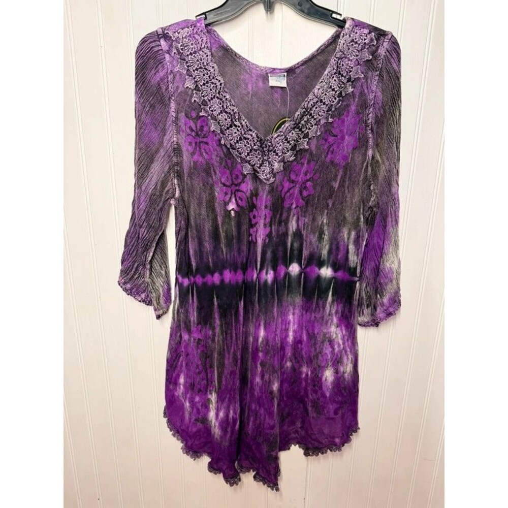 Tunic top Women Purple Black witchy whimsygoth flowy NWT Sz 3X RUNS SMALL